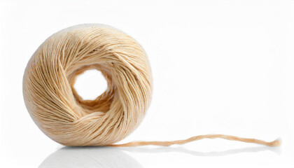 Partially rolled ball of wool thread on white background. Connections between points, the concept of innovative and computer work. Today's game of Connections. Connections Hints. Copy Space..