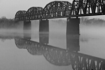 Foggy Railroad Bridge B&W
