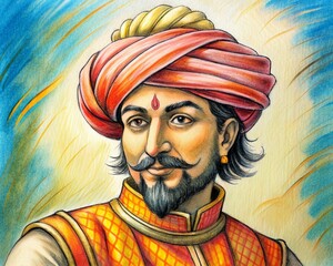 Chhatrapati Shivaji Maharaj Jayanti Vector Illustration, Indian Maratha Warrior King Celebration in Flat Art