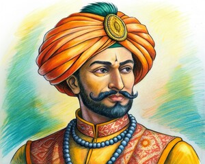 Chhatrapati Shivaji Maharaj Jayanti Vector Illustration, Indian Maratha Warrior King Celebration in Flat Art