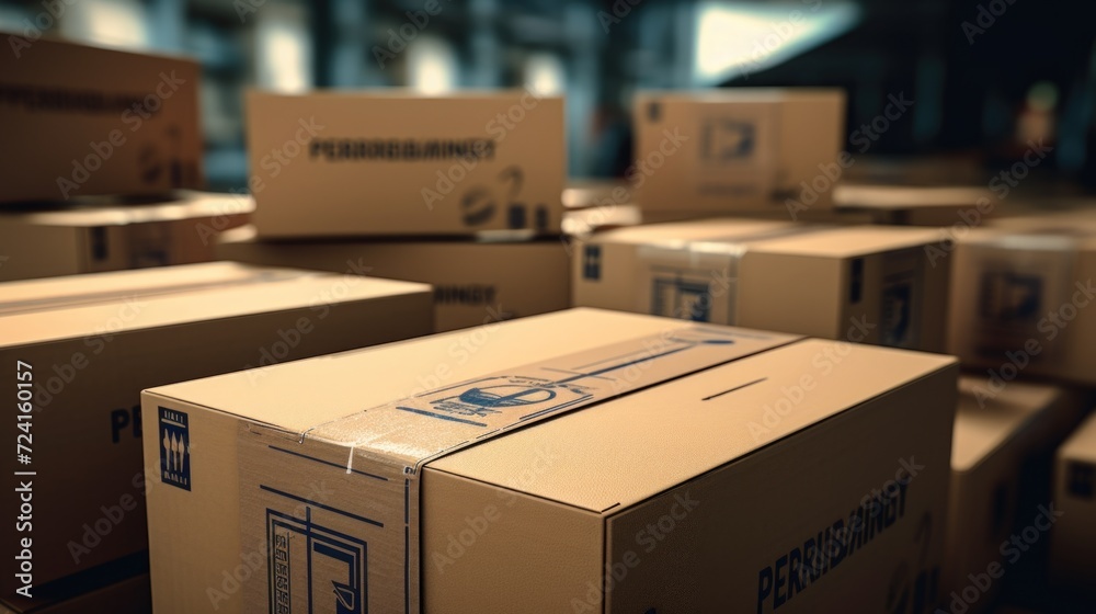 Aufkleber A pile of boxes stacked on top of each other. Suitable for various uses