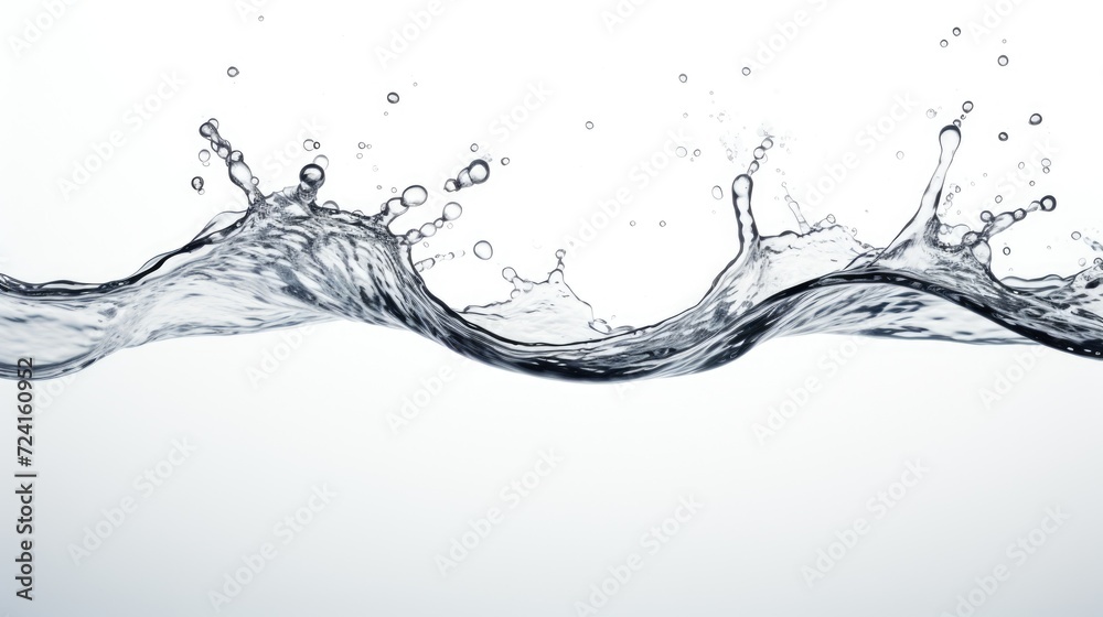 Poster A close-up view of a wave of water on a white background. This image can be used for various purposes