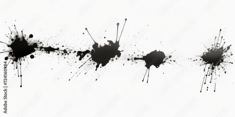 Poster black ink splattered on a white background. can be used for artistic or design projects