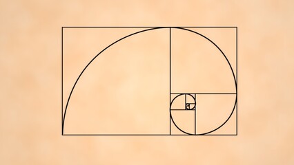 fibonacci spiral golden ratio 3d illustration. Can be used to represent a mathematical concept, sacred geometry or university physics in nature