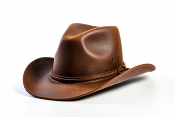 A brown cowboy hat on a white background. Perfect for western-themed designs and cowboy fashion.