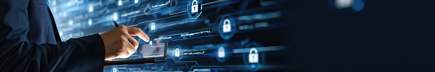 cyber security for enterprises web banner - obrazy, fototapety, plakaty