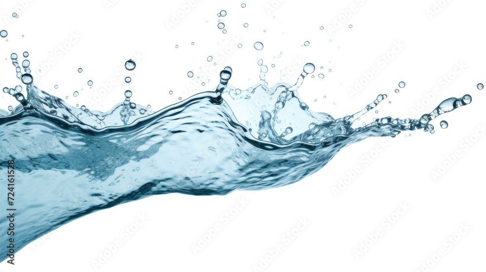 Poster A splash of water captured on a white background. Perfect for use in advertisements or graphic design projects
