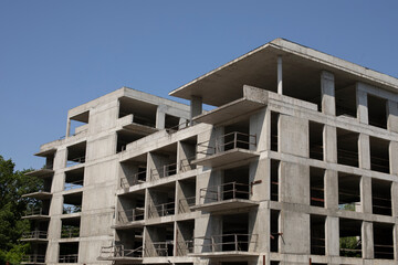 Residential building under construction, unfinished apartment building