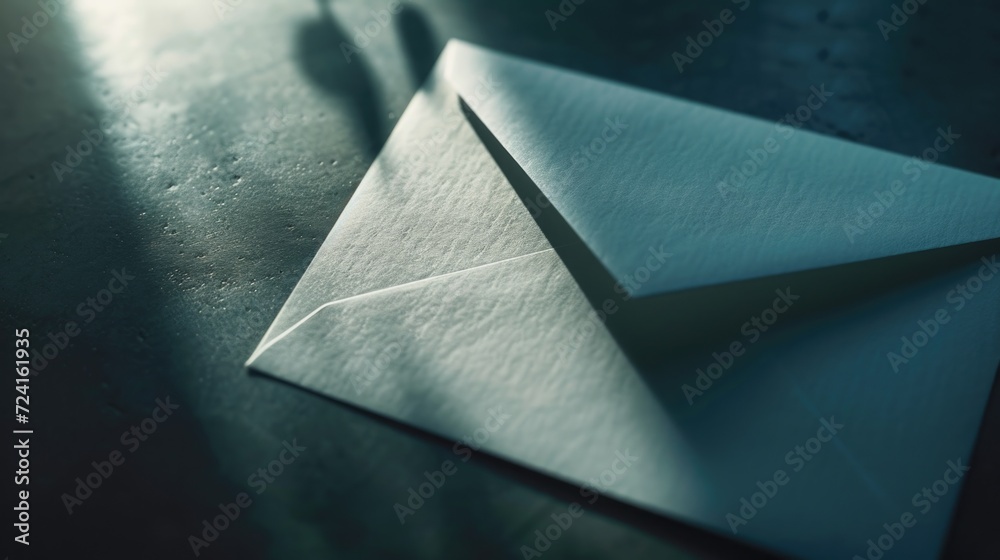 Poster A close-up view of an open envelope resting on a table. This image can be used for various purposes