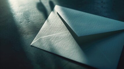 A close-up view of an open envelope resting on a table. This image can be used for various purposes