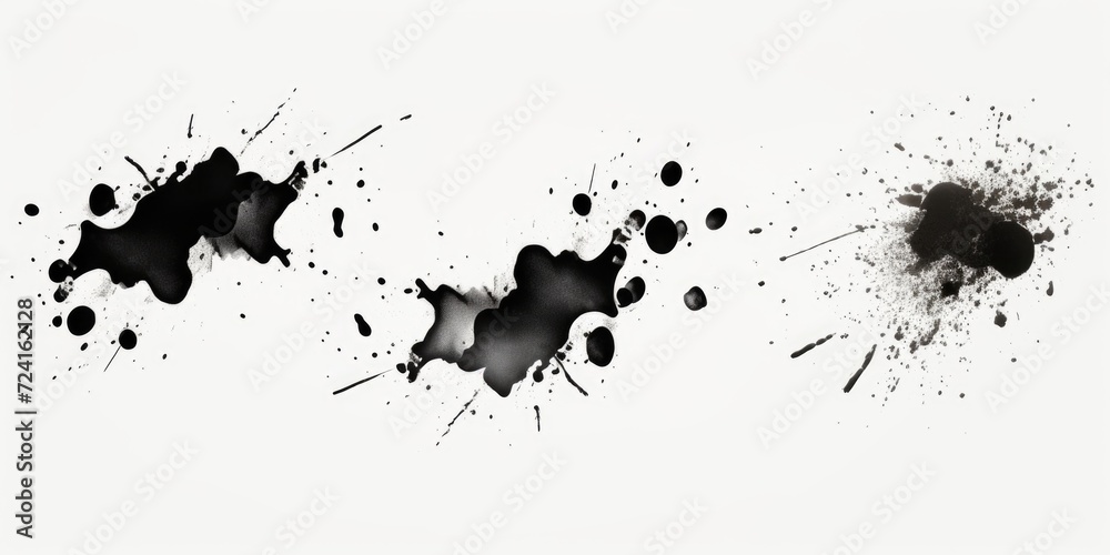 Poster Abstract black and white photo of ink splatters. Can be used for artistic projects or as a background texture