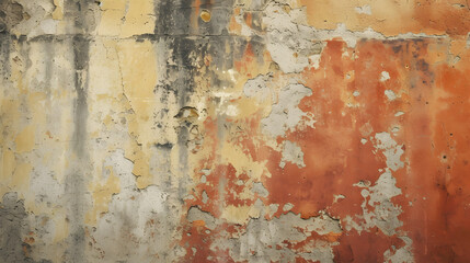 Close-up of a Rusted Wall Covered in Layers of Peeling Paint