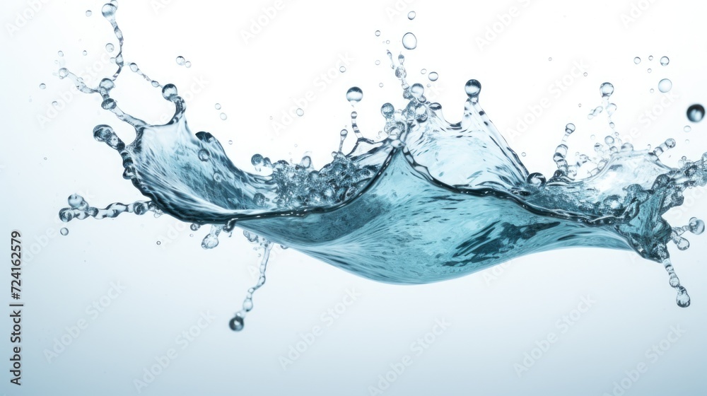 Poster A splash of water on a white surface. Perfect for refreshing and clean design projects