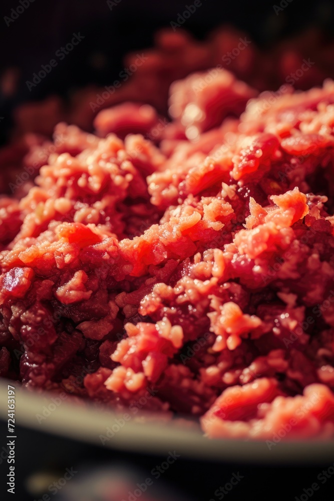 Aufkleber a close-up view of a bowl filled with delicious meat. this image can be used to showcase appetizing 