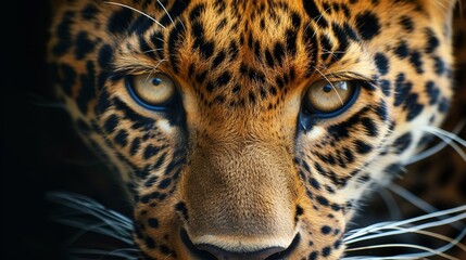 leopard face with lighted eyes