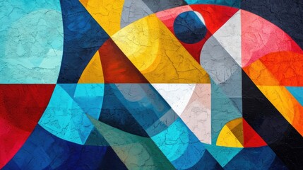 Fototapeta premium Abstract colorful background with geometric textured oil or acrylic shapes. Artistic banner with wall texture and brush strokes