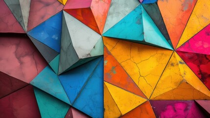 Artistic geometric polygonal triangle colourful background. Abstract wall texture banner