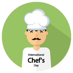 Chef icon for international chef day, vector art illustration.