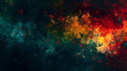 Abstract Painting With Red, Yellow, and Green Colors