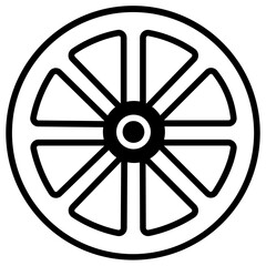Naklejka premium Wagon wheel glyph and line vector illustration