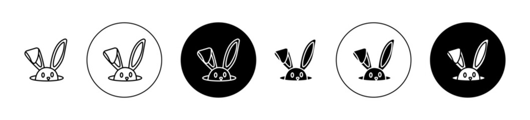 Bunny in Hole Vector Illustration Set. Rabbit Inside Hole Sign in Suitable for Apps and Websites UI Design style.