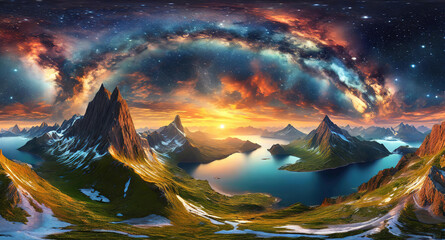 Naklejka premium Gorgious 360 degree equirectangular projection space background