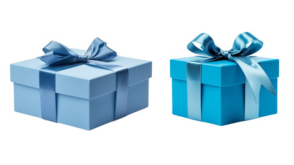 Obraz premium Set of Blue color premium gift box with blue ribbon isolated on a transparent background