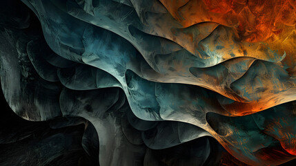Computer Generated Image of a Fiery and Icy Mountain
