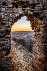 Panoramic view from the hill Avantas byzantine castle Alexandroupolis, Evros region Greece, sunset...
