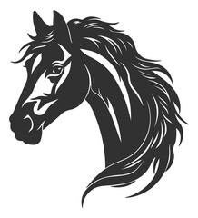 black silhouette of a horse without background