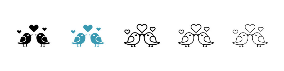 Avian Romance Vector Icon Set. Bird Pair Vector Symbol for UI design.