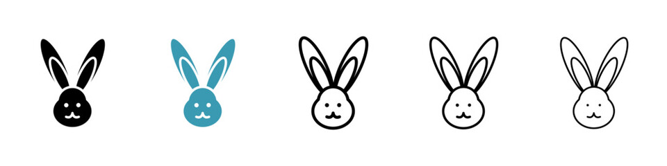 Festive Rabbit Vector Icon Set. Joyful Bunny Vector Symbol for UI design.