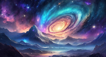 Naklejka na ściany i meble Gorgious Space background realistic starry night cosmos and shining stars milky way