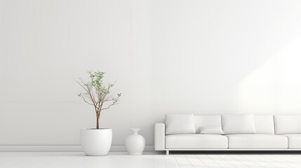 Obraz na płótnie Canvas Mate and white modern minimalistic interior background wall mockup 3d render