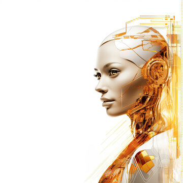 Robot - People. Futuristic female robot with artificial intelligence. AI generated
