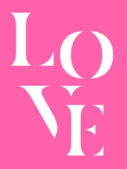 Bild in der Farbe Mangenta mit dem Text Liebe