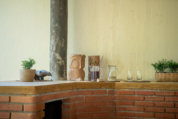 A typical country breakfast table, made of bricks and a wood-burning stove, in Parque das Neblinas, Mogi das Cruzes, São Paulo.