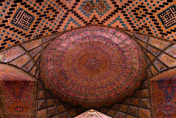 Nasir Al-Mulk Mosque in Shiraz, Iran, also known as Pink Mosque