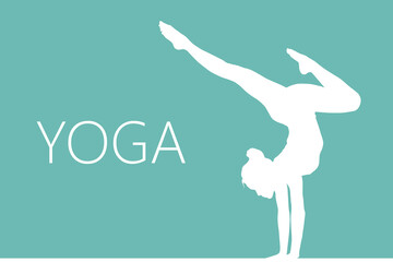 Vector template banner with woman practices yoga