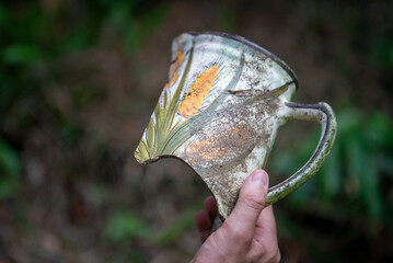 Fragments of ceramics located in ruins within Parque das Neblinas, São Paulo, Brazil
