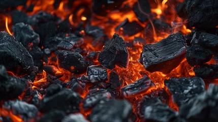 Poster Piece of smoldering coal as a background closeup, piece of coal as a background, coal background, coal banner, coal closeup, smoldering coal ads © MH