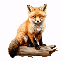 a fox sitting on a log