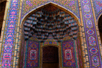 Nasir Al-Mulk Mosque in Shiraz, Iran, also known as Pink Mosque