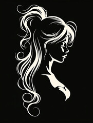 a profile of a woman with long hair