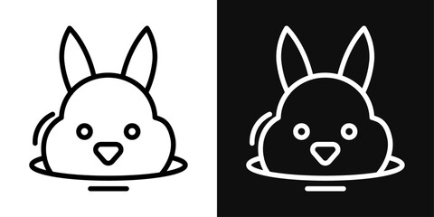 Bunny in Hole Icon set. Vector illustration