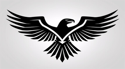 a black eagle with wings spread - obrazy, fototapety, plakaty