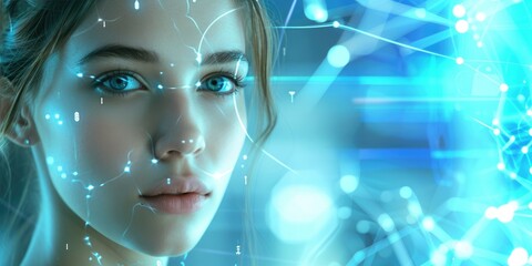 Woman and artificial intelligence concept