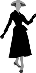 Elegant lady in black, Silhouette of a lady