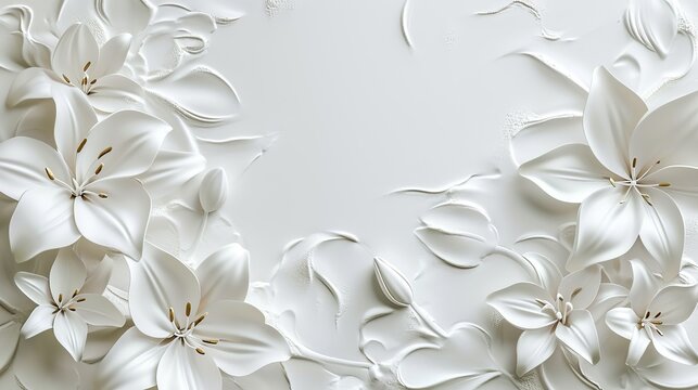 A white background with embossed floral details, lending a sophisticated and delicate touch. Excellent for wedding invitations, elegant stationery designs, cosmetic branding, and luxury packaging