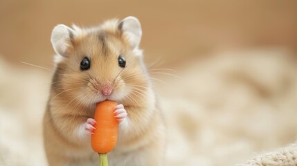 Adorable and Playful Hamster with Tiny Carrot - 16:9
